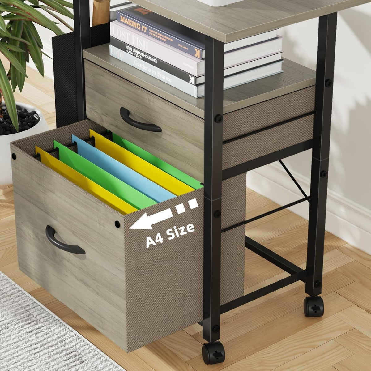 2 Drawer File Cabinet 24''W, Mobile Filing Cabinet, Printer Stand
