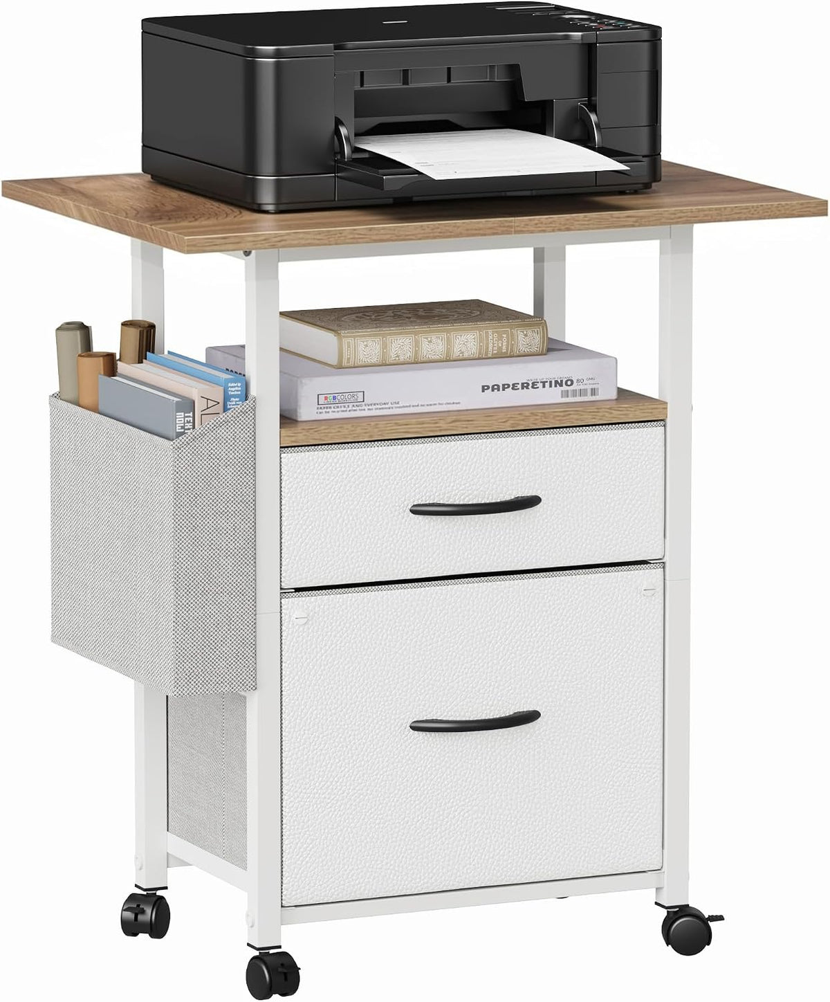 2 Drawer File Cabinet 24''W, Mobile Filing Cabinet, Printer Stand