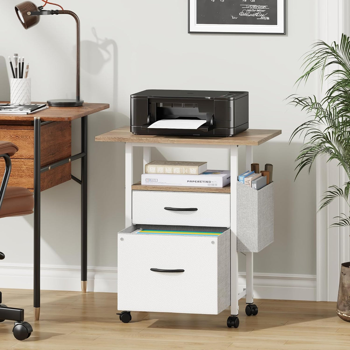 2 Drawer File Cabinet 24''W, Mobile Filing Cabinet, Printer Stand