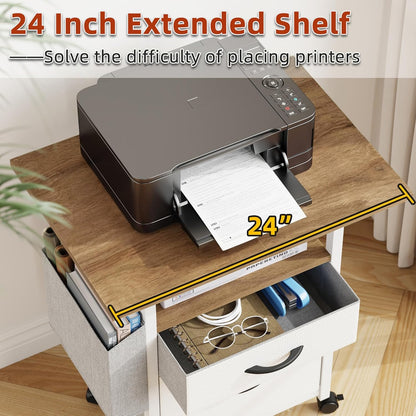2 Drawer File Cabinet 24''W, Mobile Filing Cabinet, Printer Stand