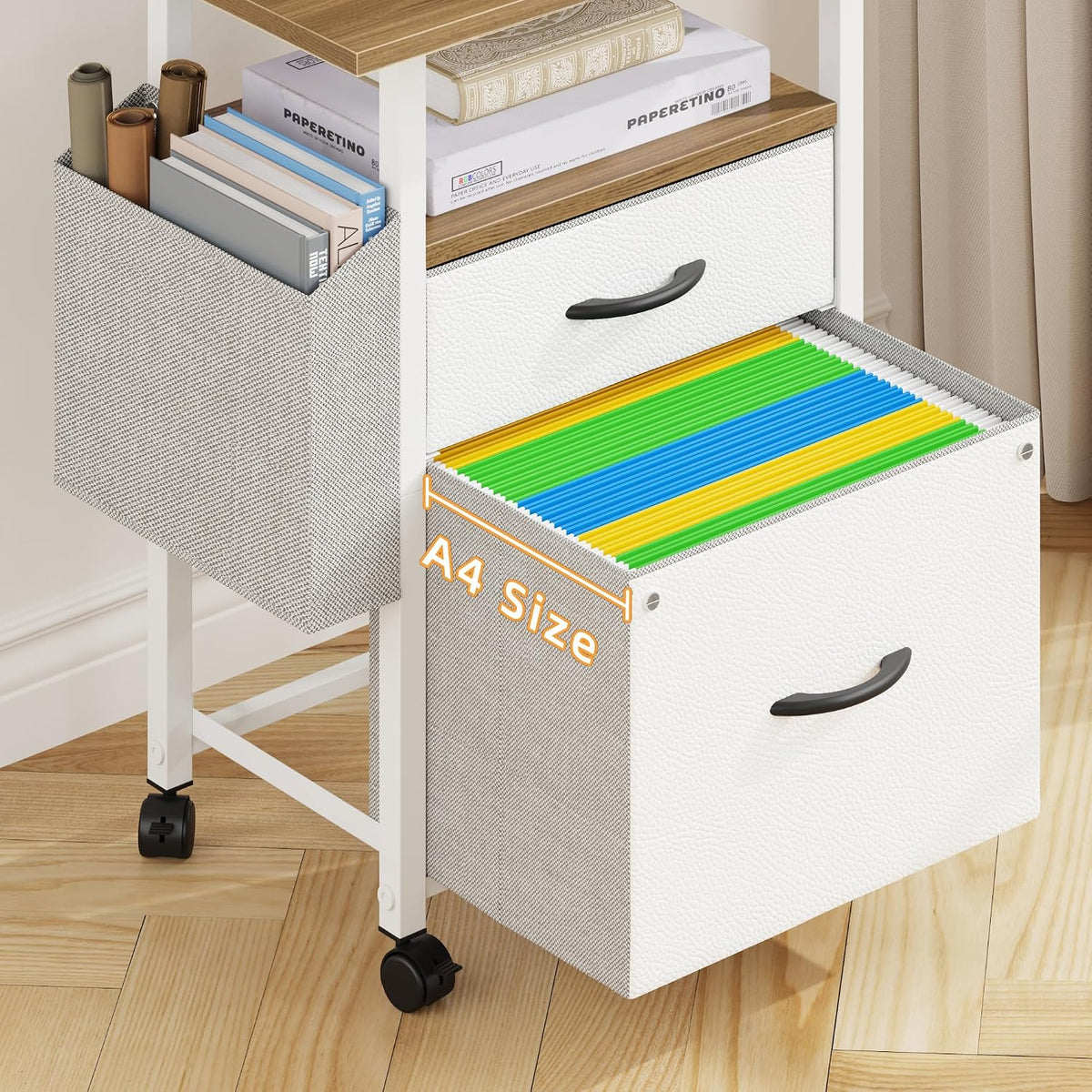 2 Drawer File Cabinet 24''W, Mobile Filing Cabinet, Printer Stand