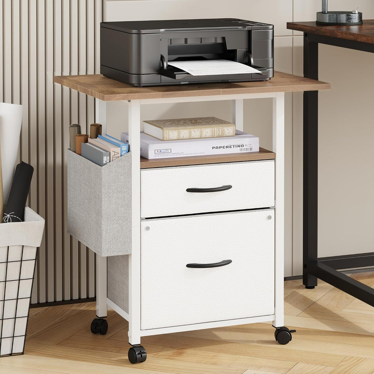 2 Drawer File Cabinet 24''W, Mobile Filing Cabinet, Printer Stand