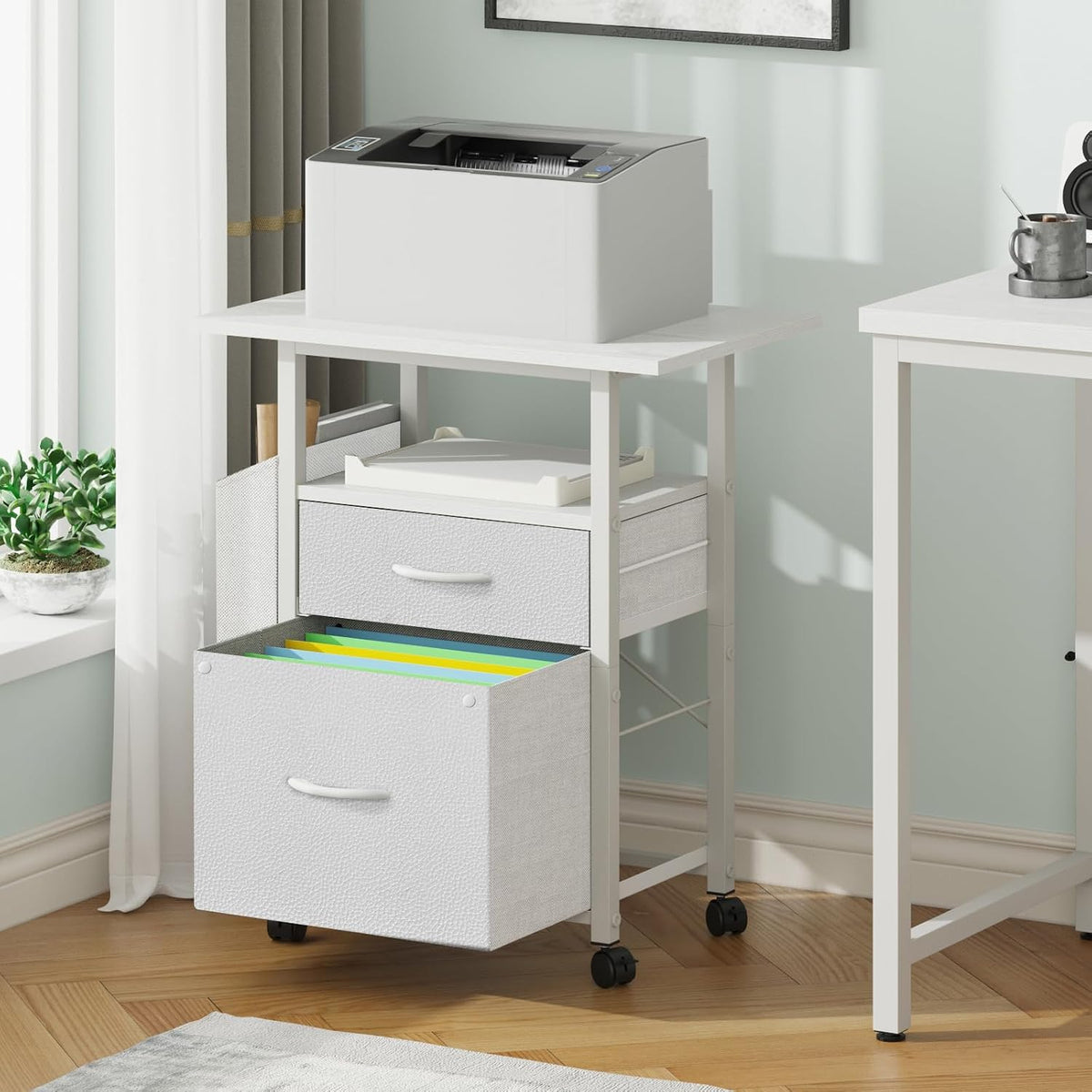 2 Drawer File Cabinet 24''W, Mobile Filing Cabinet, Printer Stand