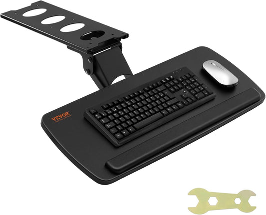 Under-Desk Keyboard Tray, Adjustable for Height and Tilt, Slide-Out Design, Spacious 25x9.8 Inch Surface, Ideal for Home and Office Use