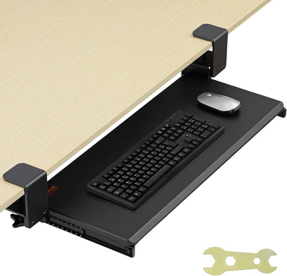 Under-Desk Keyboard Tray, Adjustable for Height and Tilt, Slide-Out Design, Spacious 25x9.8 Inch Surface, Ideal for Home and Office Use