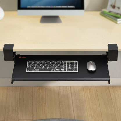 Under-Desk Keyboard Tray, Adjustable for Height and Tilt, Slide-Out Design, Spacious 25x9.8 Inch Surface, Ideal for Home and Office Use