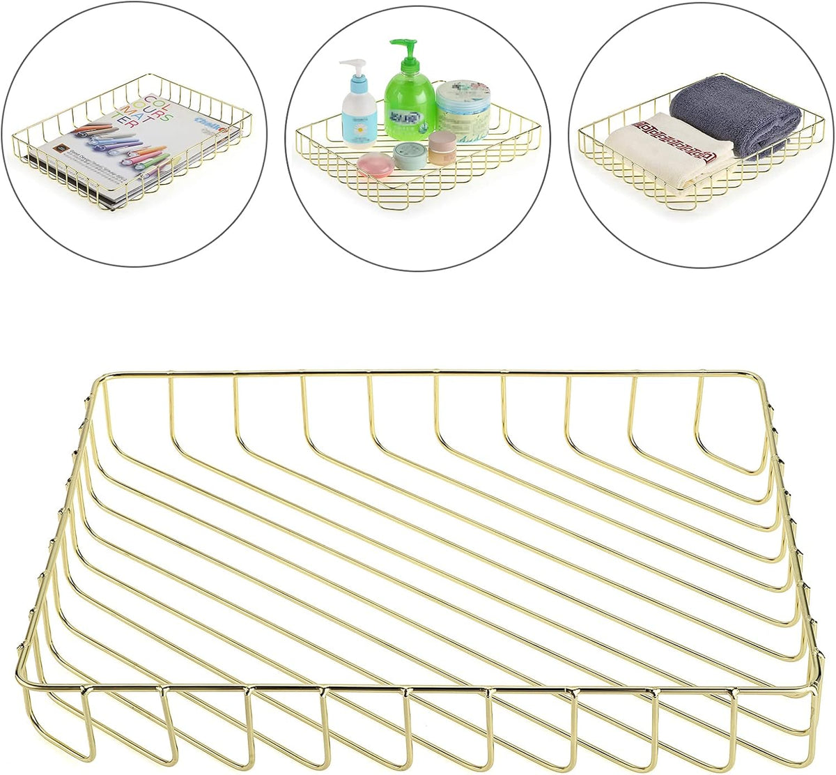 Multipurpose A4 File Tray Wire Desk Tray Organizer, Gold