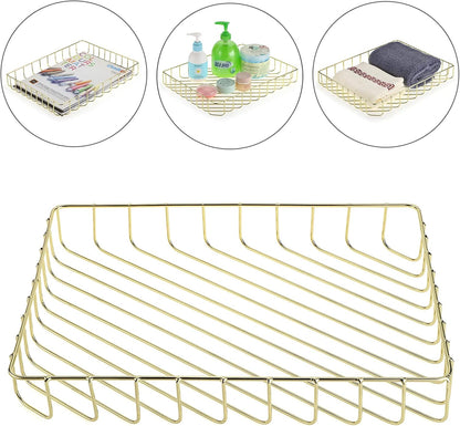 Multipurpose A4 File Tray Wire Desk Tray Organizer, Gold