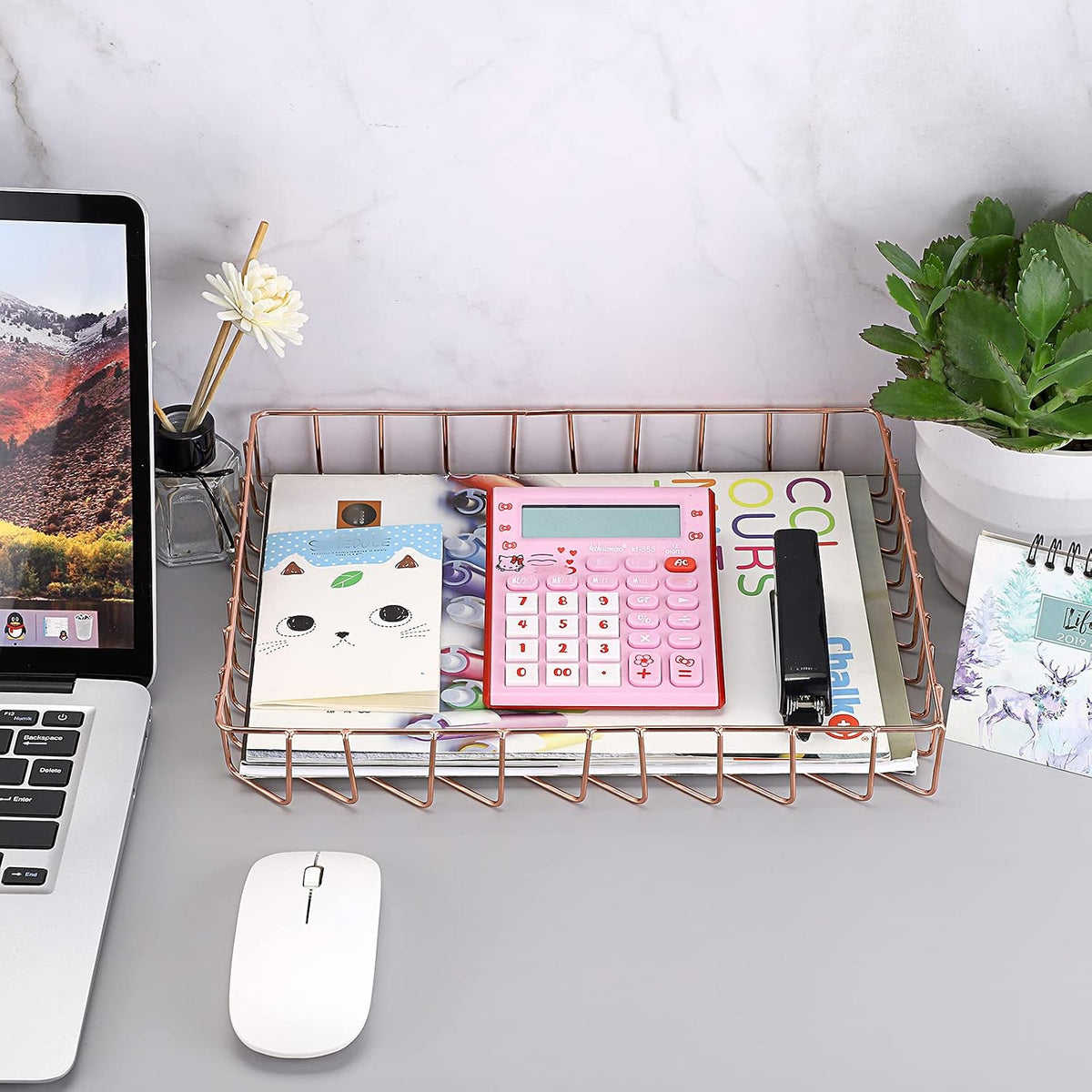 Multipurpose A4 File Tray Wire Desk Tray Organizer, Gold