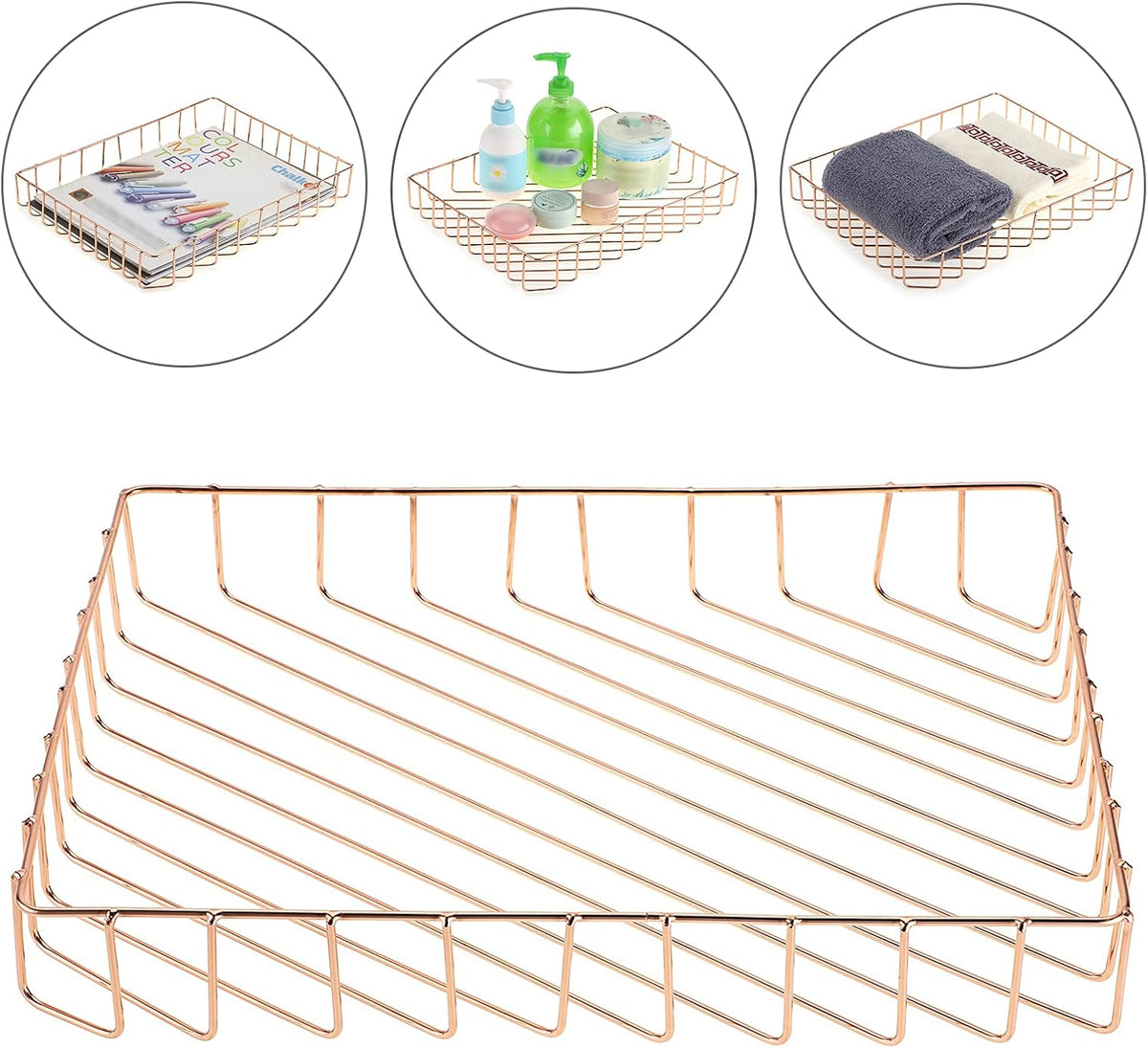 Multipurpose A4 File Tray Wire Desk Tray Organizer, Gold