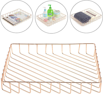 Multipurpose A4 File Tray Wire Desk Tray Organizer, Gold