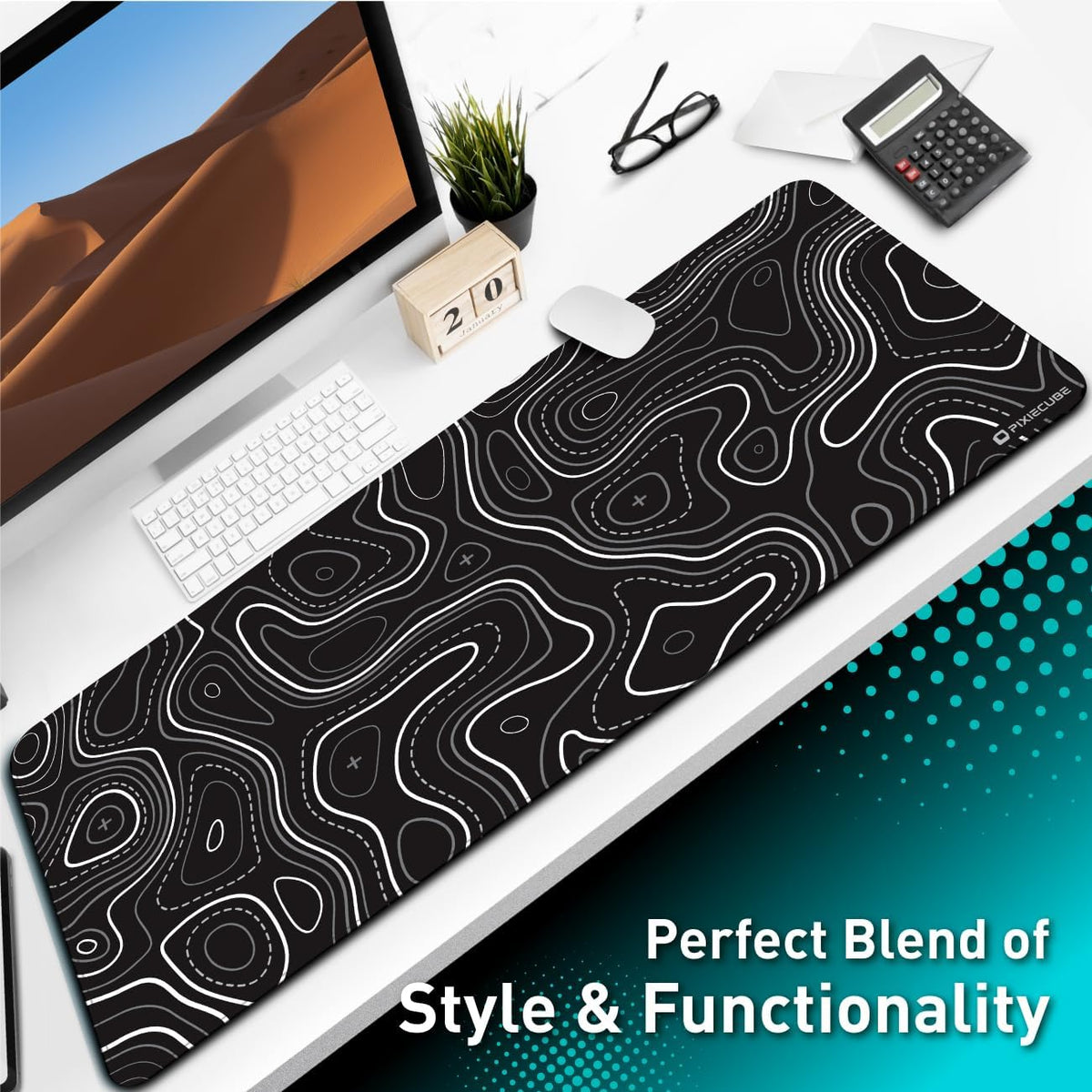 Excel Cheat Sheet Desk Pad | Excel Shortcut Keys Mouse Pad | Extended Large XL Gaming Mousepad | PC Office Spreadsheet Keyboard Mat | Non-Slip Stitched Edge