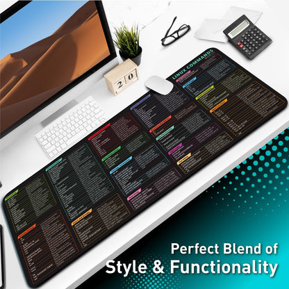 Excel Cheat Sheet Desk Pad | Excel Shortcut Keys Mouse Pad | Extended Large XL Gaming Mousepad | PC Office Spreadsheet Keyboard Mat | Non-Slip Stitched Edge
