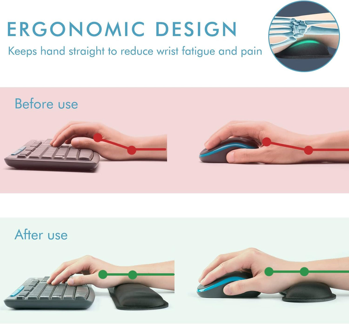 Premium Keyboard Wrist Rest and Mouse Pad Wrist Support for 2 Pack