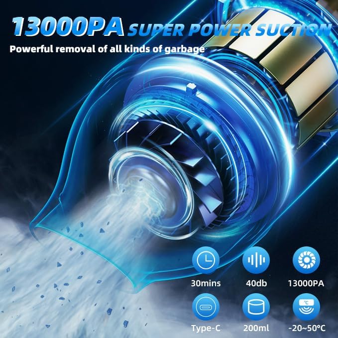 Cordless Handheld Vacuum Cleaner, Mini Car Vacuum with PowerfulSuction, 1800mAh high-CapacitybatteryPortable Dust Collector Pearl White