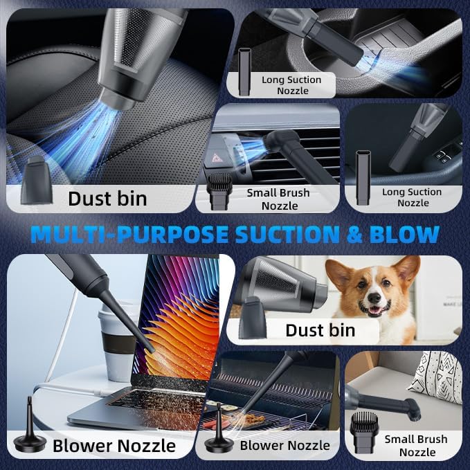 Cordless Handheld Vacuum Cleaner, Mini Car Vacuum with PowerfulSuction, 1800mAh high-CapacitybatteryPortable Dust Collector Pearl White