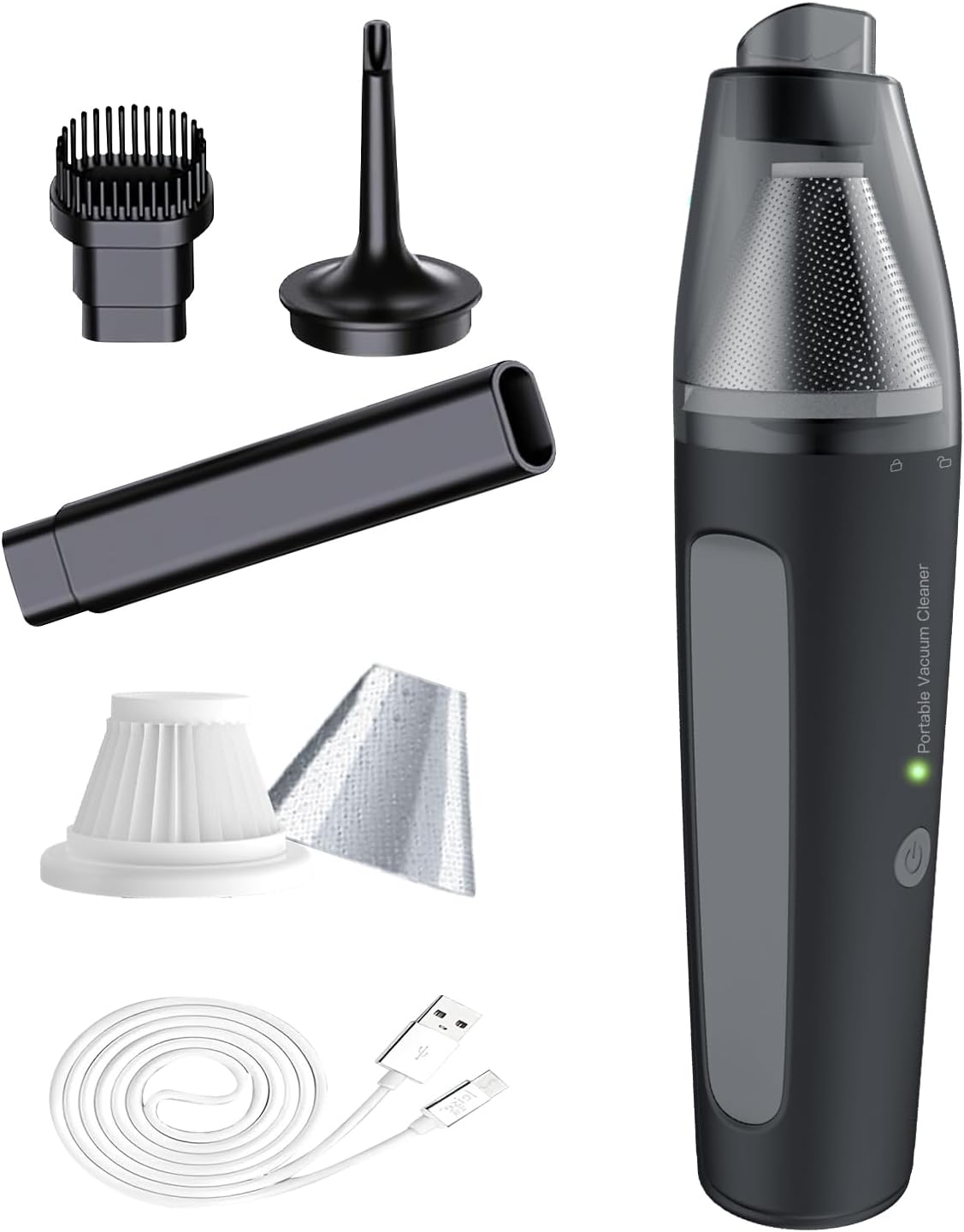 Cordless Handheld Vacuum Cleaner, Mini Car Vacuum with PowerfulSuction, 1800mAh high-CapacitybatteryPortable Dust Collector Pearl White