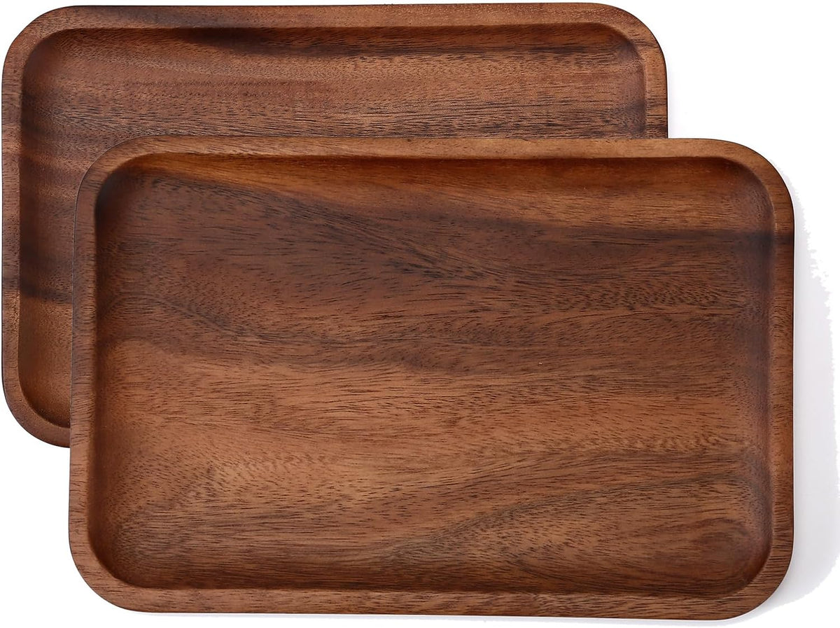 Serving Acacia Wood Valet Tray for Men Women, Catch All Acacia Mens Key Dump Bedside Nightstand Organizer EDC Decorative Wooden Tray for Phone Watch Wallet Keys Jewelry