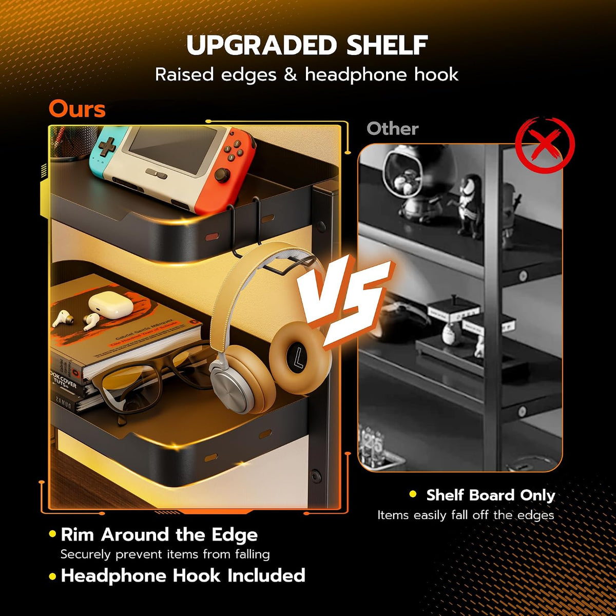 2-Tier 16 inch Clamp On Desk Shelf, Above or Under Desk Storage