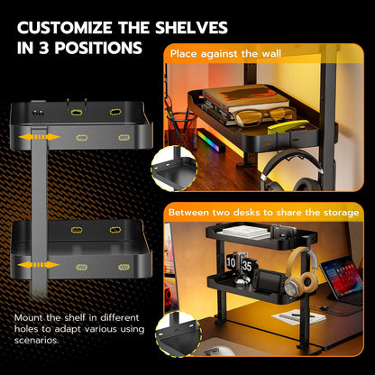 2-Tier 16 inch Clamp On Desk Shelf, Above or Under Desk Storage