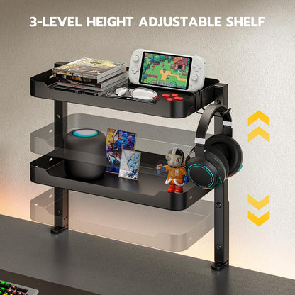 2-Tier 16 inch Clamp On Desk Shelf, Above or Under Desk Storage