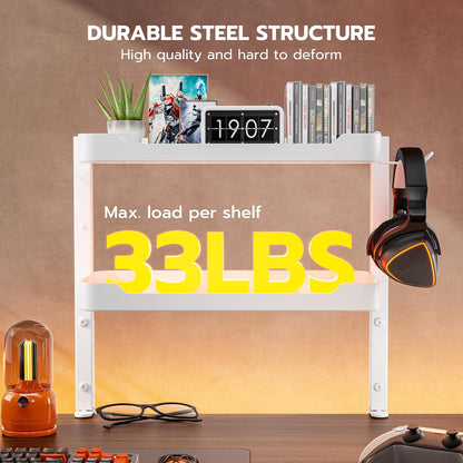 2-Tier 16 inch Clamp On Desk Shelf, Above or Under Desk Storage
