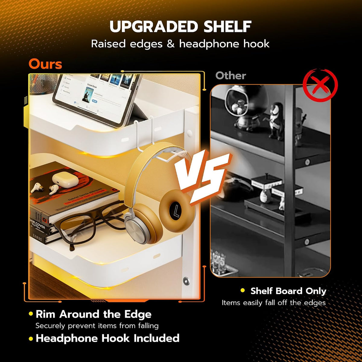 2-Tier 16 inch Clamp On Desk Shelf, Above or Under Desk Storage