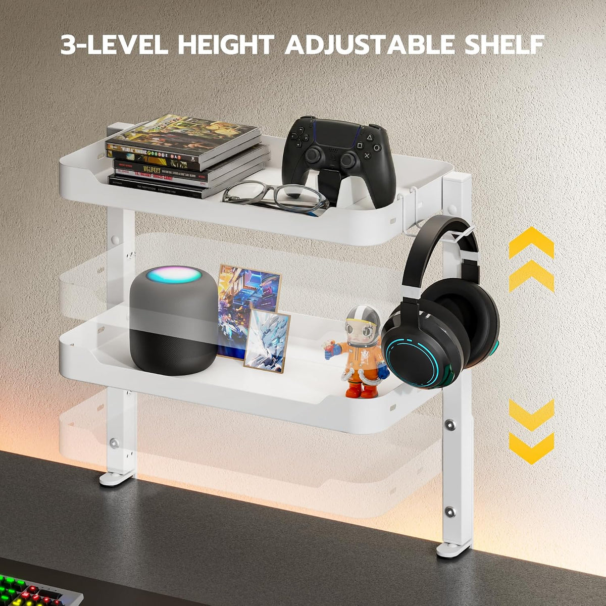 2-Tier 16 inch Clamp On Desk Shelf, Above or Under Desk Storage