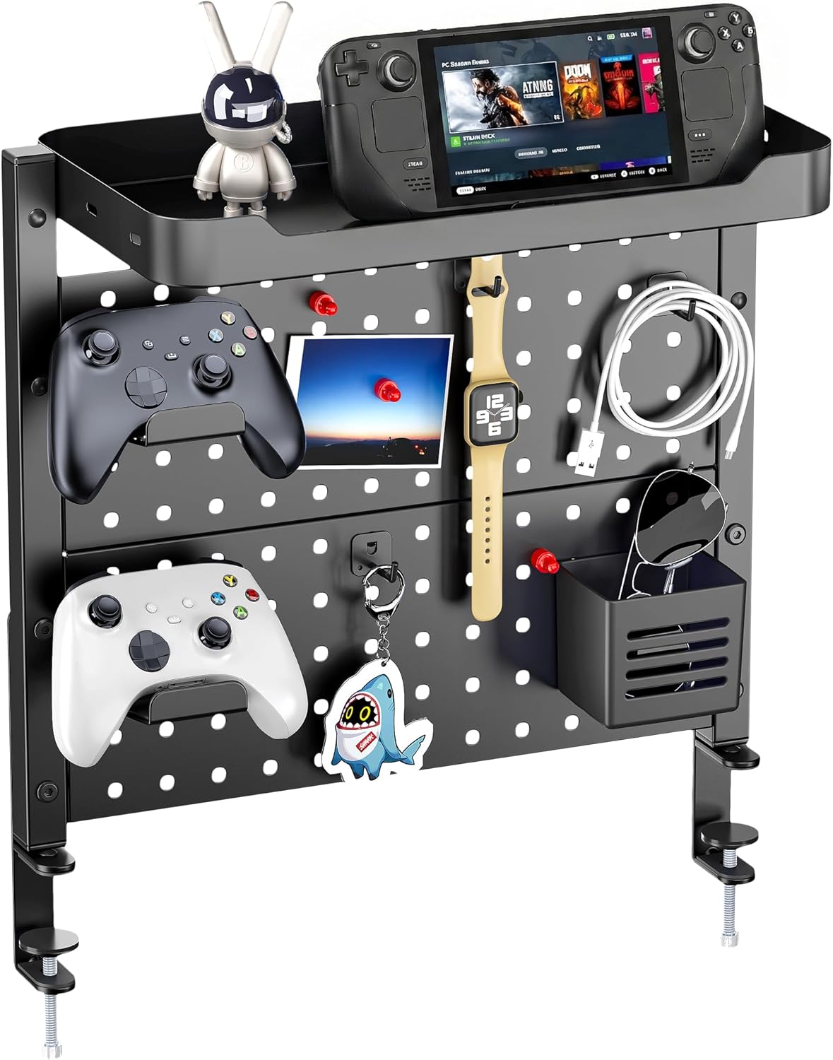 2-Tier 16 inch Clamp On Desk Shelf, Above or Under Desk Storage