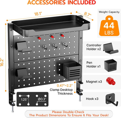 2-Tier 16 inch Clamp On Desk Shelf, Above or Under Desk Storage