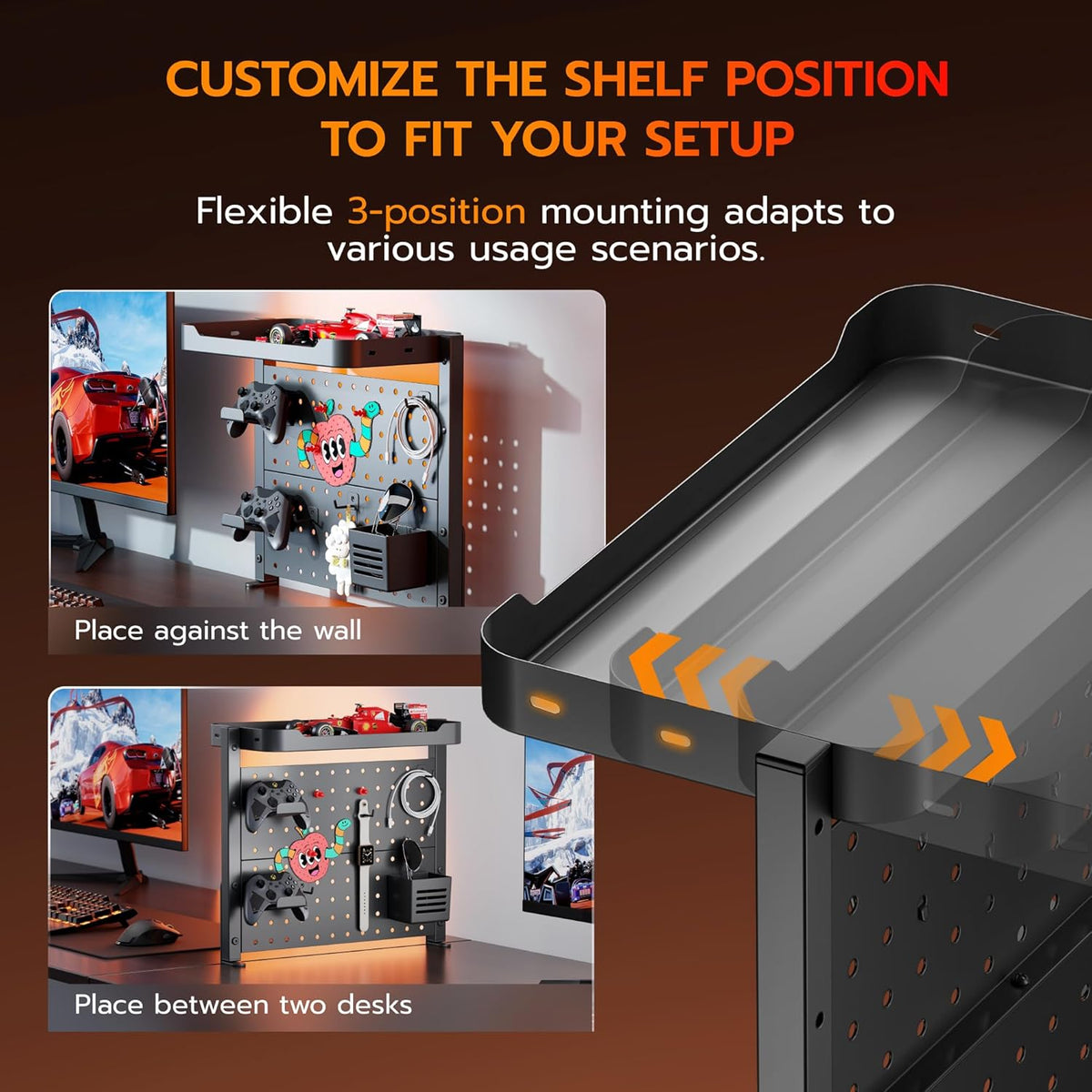 2-Tier 16 inch Clamp On Desk Shelf, Above or Under Desk Storage