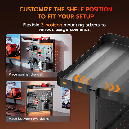2-Tier 16 inch Clamp On Desk Shelf, Above or Under Desk Storage