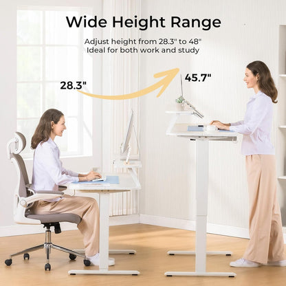 Electric Standing Desk with Drawers, 48 x 24'' Sit Stand up Desk with Monitor Stand, Laptop Stand, Height Adjustable Ergonomic Home Office Computer Desk with Memory Preset Controller