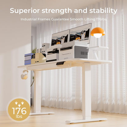Electric Standing Desk with Drawers, 48 x 24'' Sit Stand up Desk with Monitor Stand, Laptop Stand, Height Adjustable Ergonomic Home Office Computer Desk with Memory Preset Controller