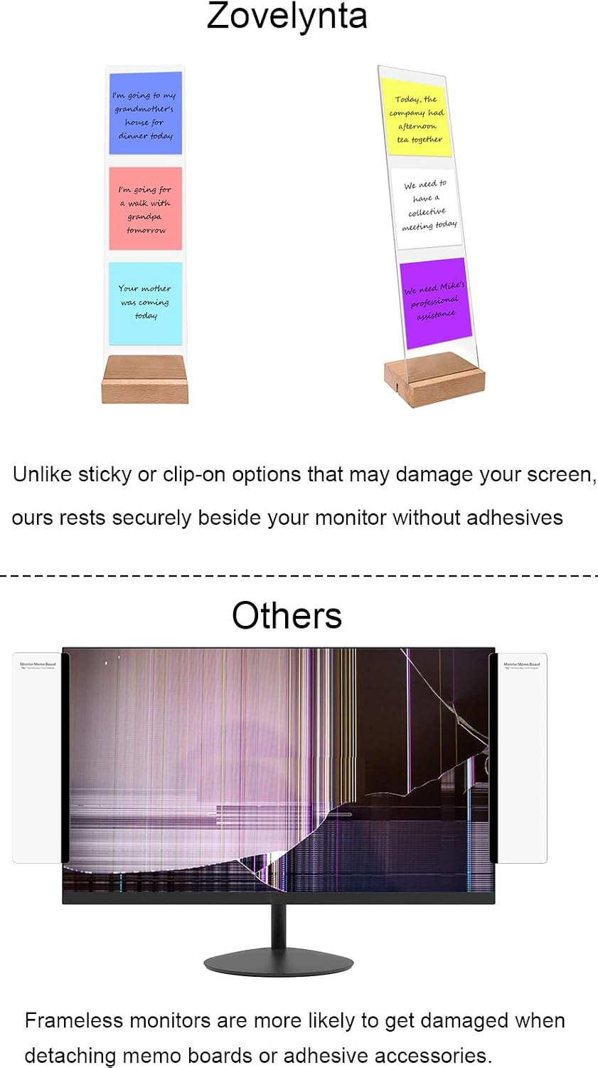 Monitor Memo Board with Removable Design – Portable Sticky Note Holder for Computer Monitors, Monitor Sticky Note Board Office Desk Accessories, No Screen Damage, Fits Any Laptop and Desktop