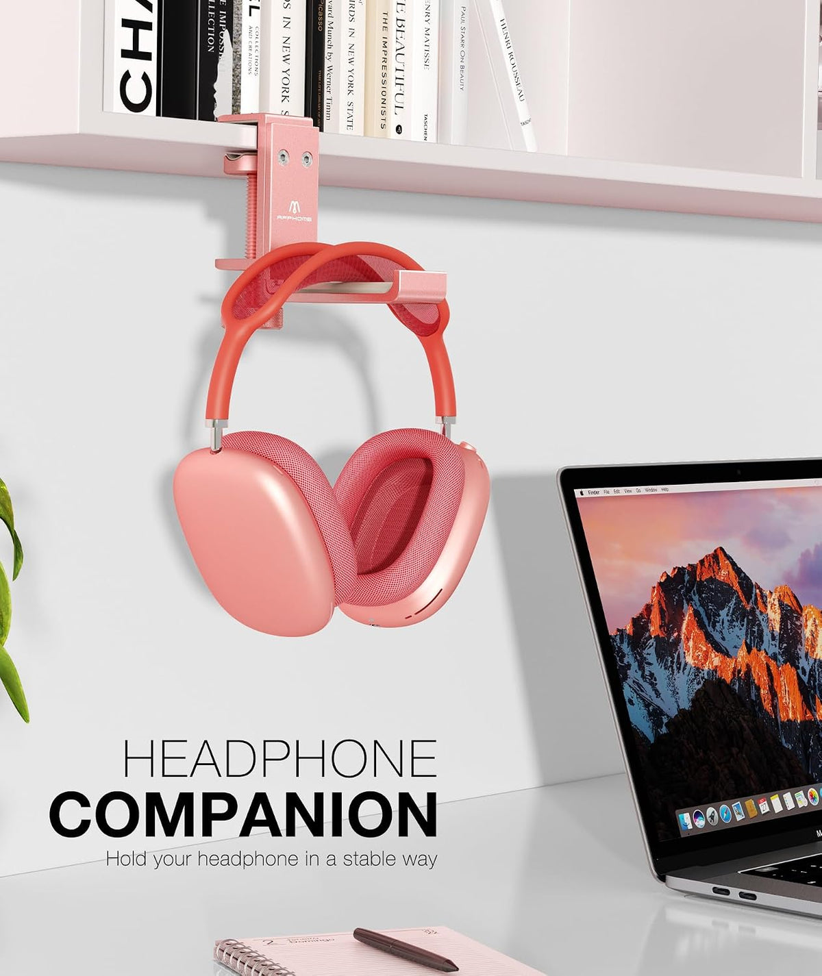 New Foldable Headphone Stand Hanger Holder Aluminum Headset Soundbar Stand Clamp Hook Under Desk Space Save Mount, Universal Fit Gaming Headphones, Black