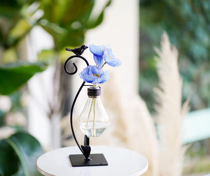 Desktop Cat Planter Propagation Station, Glass Vase Metal Stand