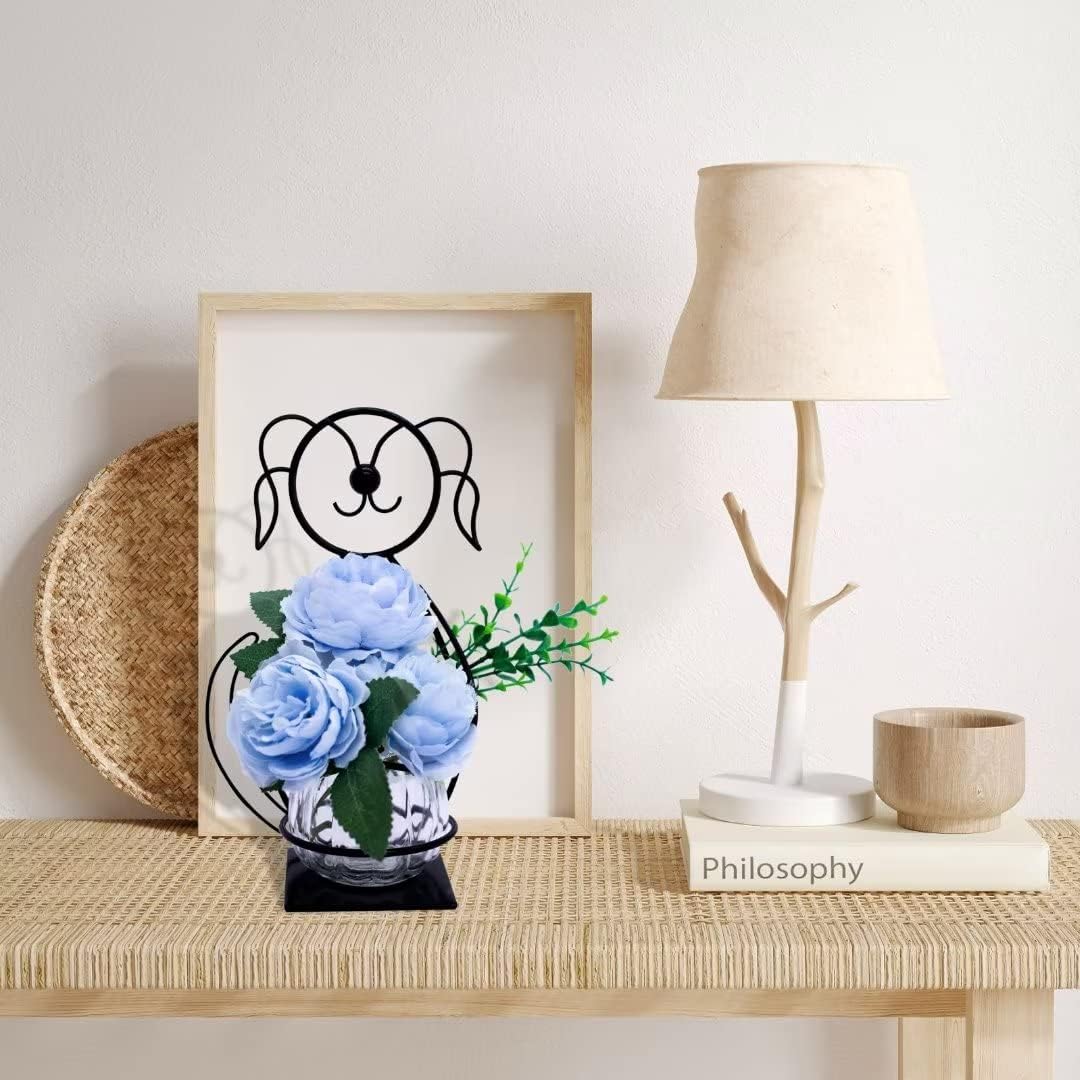 Desktop Cat Planter Propagation Station, Glass Vase Metal Stand
