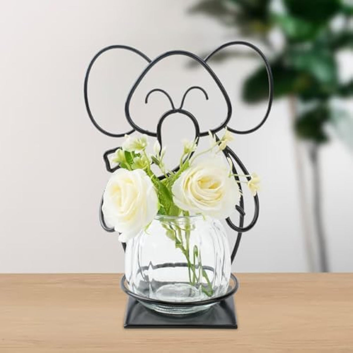 Desktop Cat Planter Propagation Station, Glass Vase Metal Stand