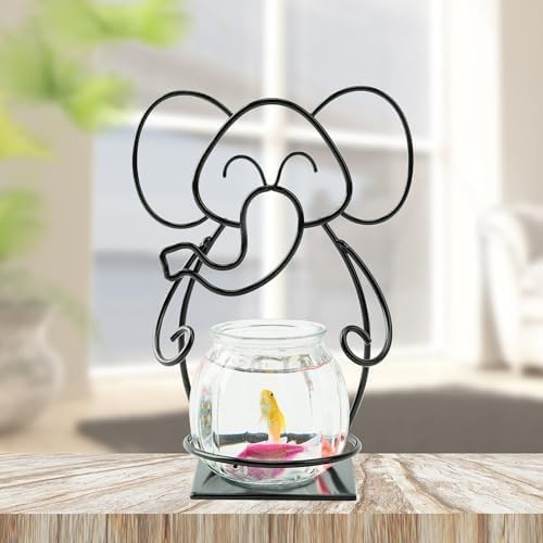 Desktop Cat Planter Propagation Station, Glass Vase Metal Stand