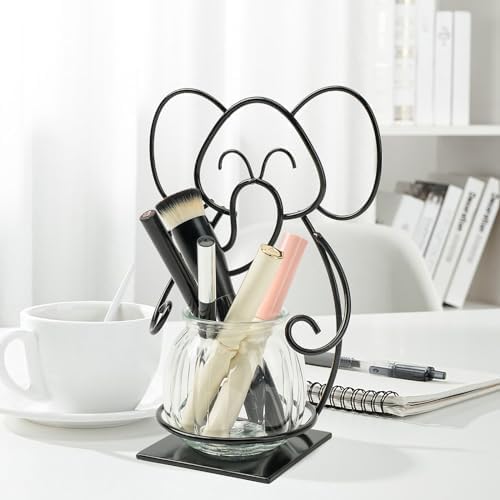 Desktop Cat Planter Propagation Station, Glass Vase Metal Stand