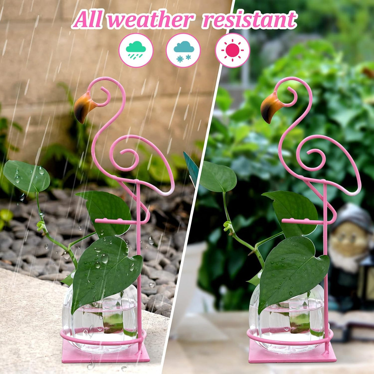 Desktop Cat Planter Propagation Station, Glass Vase Metal Stand