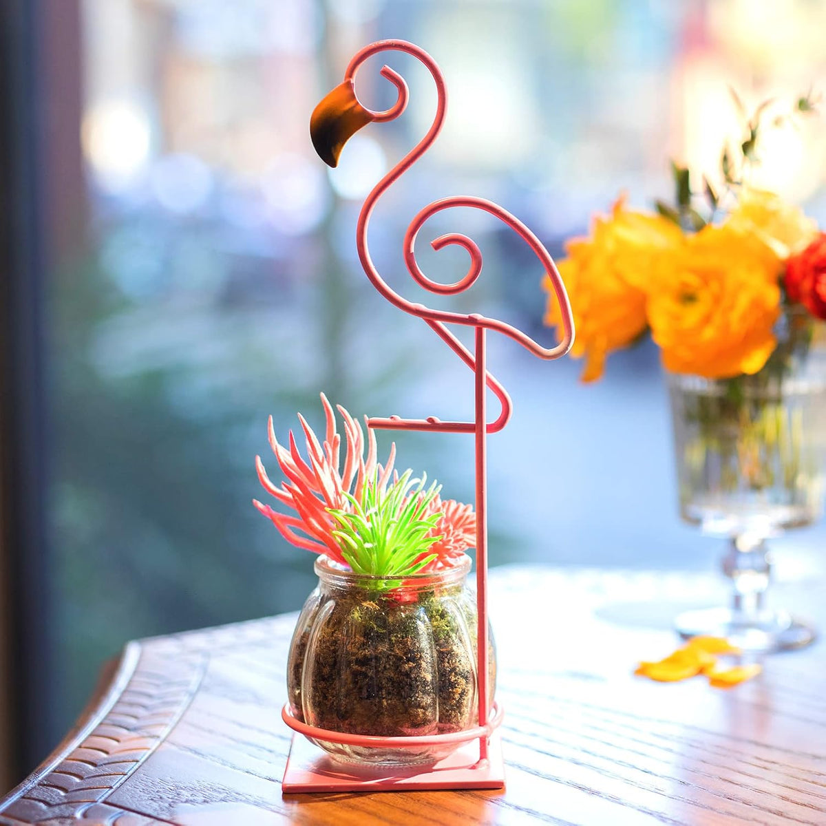 Desktop Cat Planter Propagation Station, Glass Vase Metal Stand