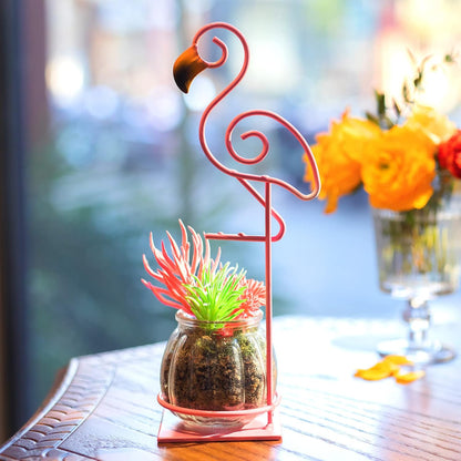Desktop Cat Planter Propagation Station, Glass Vase Metal Stand