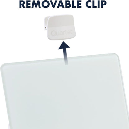 Dry Erase White Board 9"W x 11"H Desktop Glass Pad with Removable Clip and Marker, White (GDE119)