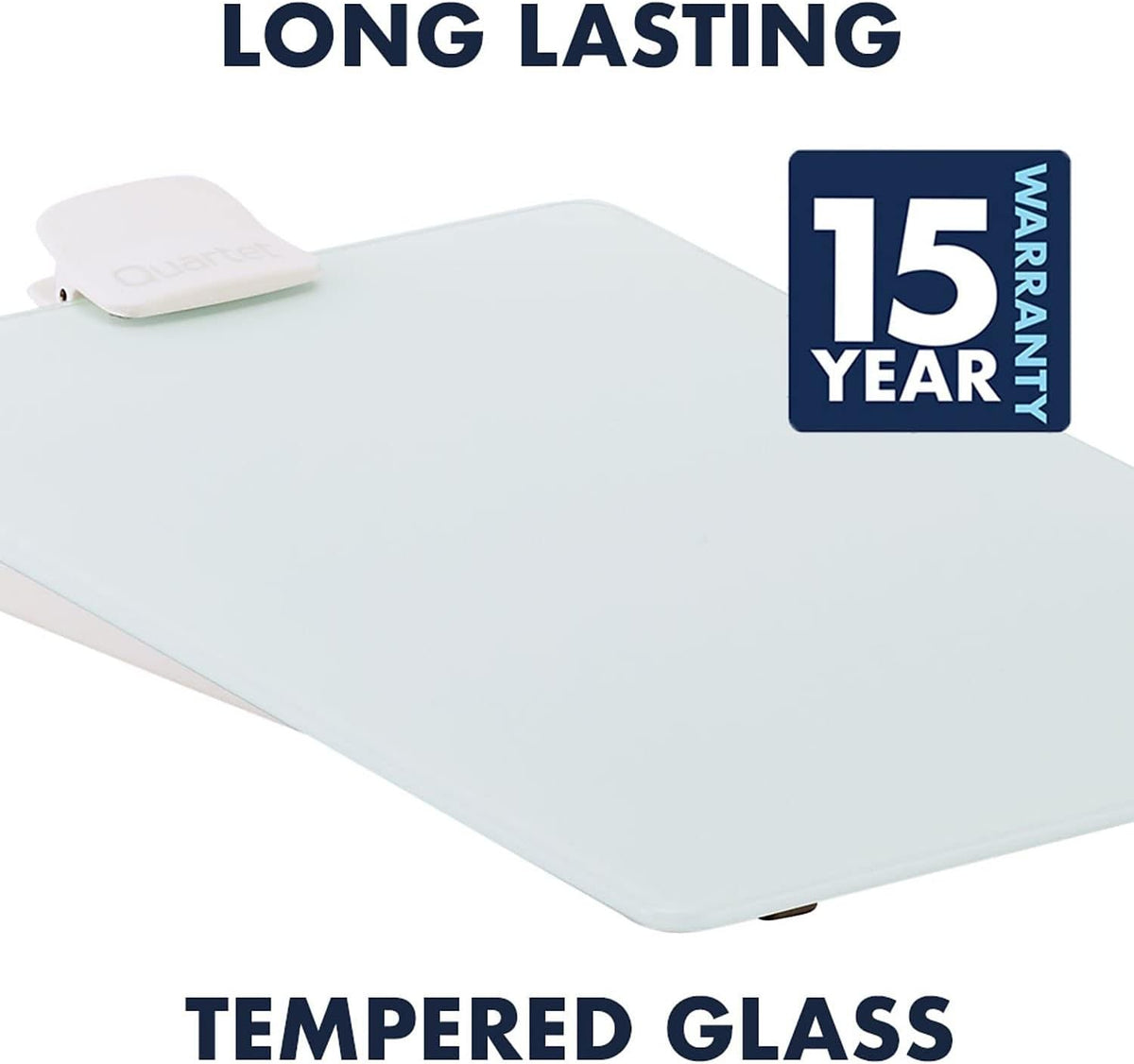 Dry Erase White Board 9"W x 11"H Desktop Glass Pad with Removable Clip and Marker, White (GDE119)
