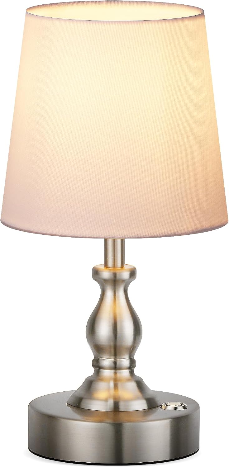 Mini Cordless LED Table Lamp, 5200mAh Rechargeable Battery Operated Lamp, 3-Level Brightness, Touch Dimmable Desk Lamp, Bedside Night Light for Patio Camping Restaurant Home, Antique Brass