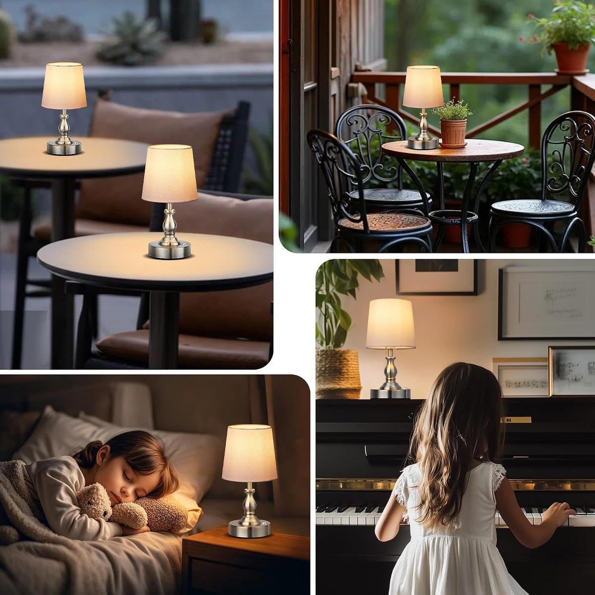 Mini Cordless LED Table Lamp, 5200mAh Rechargeable Battery Operated Lamp, 3-Level Brightness, Touch Dimmable Desk Lamp, Bedside Night Light for Patio Camping Restaurant Home, Antique Brass