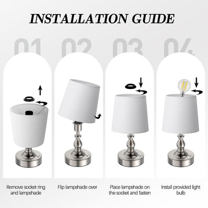 Mini Cordless LED Table Lamp, 5200mAh Rechargeable Battery Operated Lamp, 3-Level Brightness, Touch Dimmable Desk Lamp, Bedside Night Light for Patio Camping Restaurant Home, Antique Brass