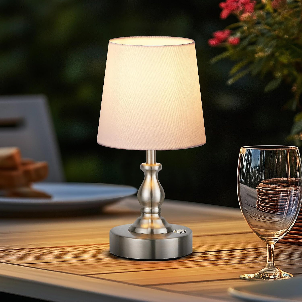 Mini Cordless LED Table Lamp, 5200mAh Rechargeable Battery Operated Lamp, 3-Level Brightness, Touch Dimmable Desk Lamp, Bedside Night Light for Patio Camping Restaurant Home, Antique Brass